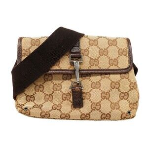Gucci Waist Bag GG Canvas Brown Silver Hardware